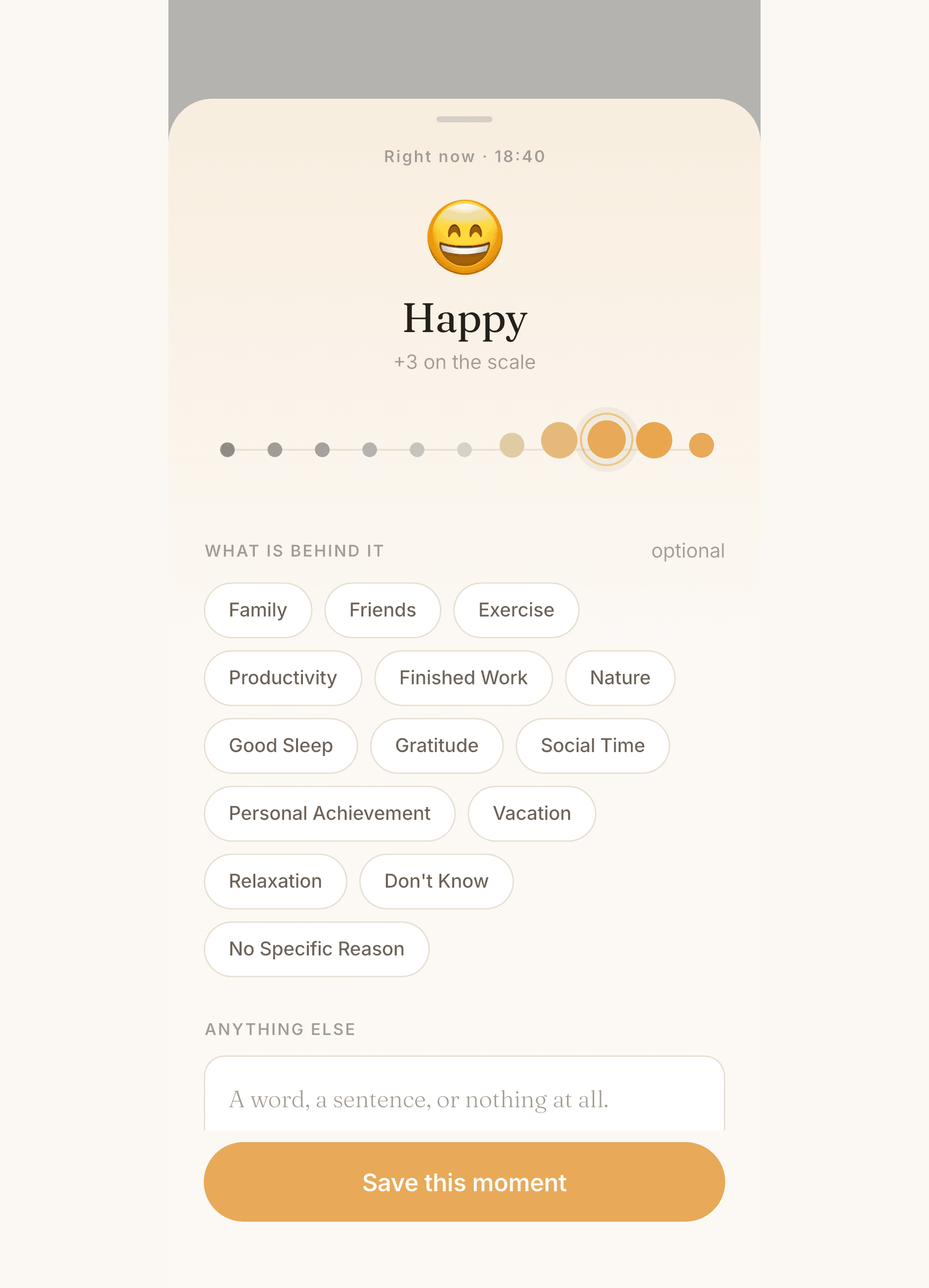 Mood Patterns check-in scale